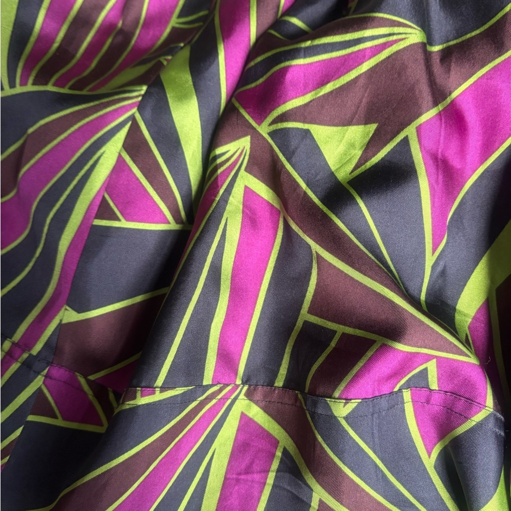 DKNY Pink and Green Resort Skirt with Geometric Pattern